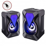 Колонки 2.0 PERFEO PF_A4439, "FLAMES" USB, мощность 2х3 Вт (RMS), RGB подсветка 7 режимов, черный (1/50)