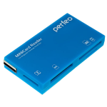 Картридер PERFEO PF-VI-R018 для SD+MicroSD+MS+M2 Bllue (1/100)