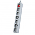 Сетевой фильтр PERFEO POWER+, PF_A4675, 5 метров, 6 гнезд, выключатель, серый (PF-PP-6/5,0-G) (1/30)