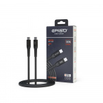 Кабель EPILSO EPD-C1010, USB-С вилка - USB-C вилка,  1 м, 100Вт, чёрный (1/100)