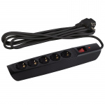 Сетевой фильтр ЭРА SFX-6es-2m-B (черный) с заземл, 10A, с выкл, 6гн, 2м (1/10)
