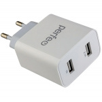 Зарядное устройство USB PERFEO сетевой I4645 2xUSB 1.0A/2.1A белый (1/50)
