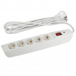 Сетевой фильтр ЭРА SFX-5es-2m-W (белый) с заземл, 10A, с выкл, 5гн, 2м (1/10)