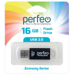 USB2.0 флеш-накопитель PERFEO 16GB E01 Black economy series (1/10)