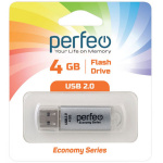USB2.0 флеш-накопитель PERFEO 4GB E01 Silver economy series (1/10)