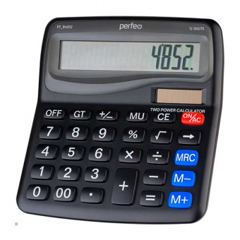 Калькулятор PERFEO PF_B4852, 12-разр., бухгалтерский, чёрный, GT (1/20)