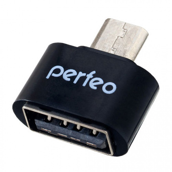 Переходник PERFEO PF-VI-O003, micro USB вилка - розетка USB2.0, OTG, чёрный (1/10)