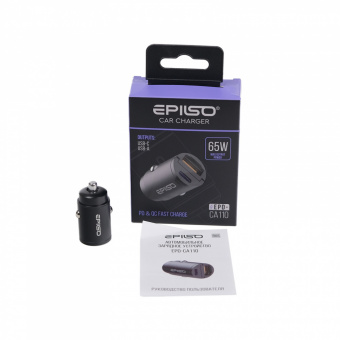 Зарядное устройство USB EPILSO EPD-CA110 65Вт авто (USB-C, USB-A) чёрный (1/100)