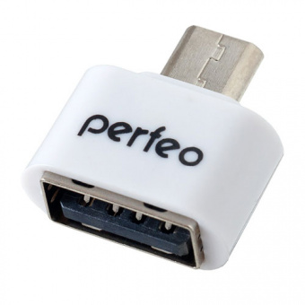 Переходник PERFEO PF-VI-O003,  micro USB вилка - розетка USB2.0, OTG, белый (1/10)