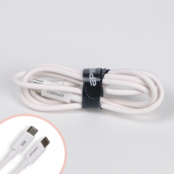 Кабель EPILSO EPD-C1000, USB-C вилка - USB-C вилка,  1 м, 60Вт, белый (1/100)