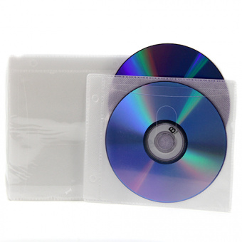 Конверт пластиковый NoName для CD/DVD двухсторонний с перфорацией (100)