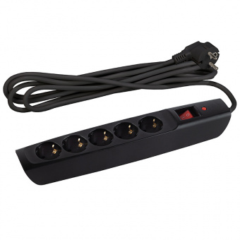 Сетевой фильтр ЭРА SFX-6es-2m-B (черный) с заземл, 10A, с выкл, 6гн, 2м (1/10)