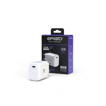 Зарядное устройство USB EPILSO EPD-PA200 30Вт GaN (USB-C) белый (1/50)