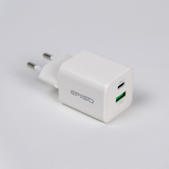 Зарядное устройство USB EPILSO EPD-PA205 20Вт GaN (USB-C, USB-A) белый (1/50)