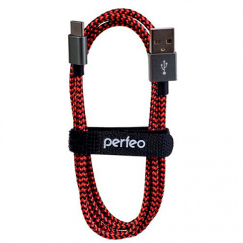 Кабель PERFEO U4902, USB2.0 A вилка - вилка Type-C,  3 м черно-красный (1/50)