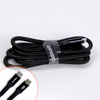 Кабель EPILSO EPD-C1010, USB-С вилка - USB-C вилка,  1 м, 100Вт, чёрный (1/100)