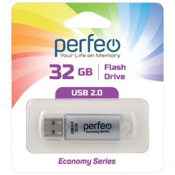 USB2.0 флеш-накопитель PERFEO 32GB E01 Silver economy series (1/10)