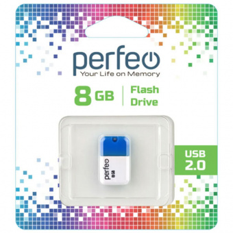 USB2.0 флеш-накопитель PERFEO 8GB M04 Blue (1/10)