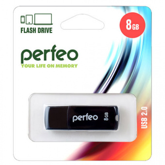 USB2.0 флеш-накопитель PERFEO 8GB C09 Black (1/10)