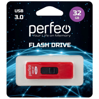 USB3.0 флеш-накопитель PERFEO 32GB S05 Red (1/10)