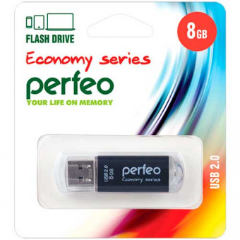 USB2.0 флеш-накопитель PERFEO 8GB E01 Black economy series (1/10)