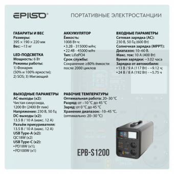 Портативная станция EPILSO EPB-S1200 (1)