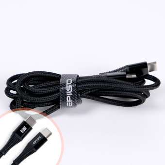 Кабель EPILSO EPD-C1030, USB-С вилка - USB-C вилка,  1.5 м, 60Вт, чёрный (1/100)