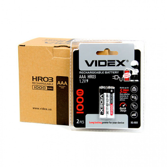 Аккумулятор VIDEX HR03/AAA 1000mAh 2BL  (LSD, низк. саморазряд) (2/20/200)
