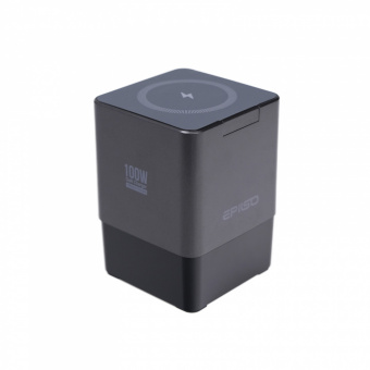 Зарядное устройство USB EPILSO EPD-PA240 100Вт GaN (USB-C, USB-A, USB-C кабель x2, беспровод. 15Вт) серый (1/15)