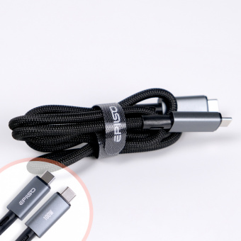 Кабель EPILSO EPD-C1025, USB-С вилка - USB-C вилка,  1 м, 100Вт, чёрный (1/100)