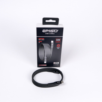 Кабель EPILSO EPD-C1045, USB-С вилка - USB-C вилка,  1 м, 60Вт, чёрный (магнитный) (1/100)