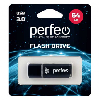 USB3.0 флеш-накопитель PERFEO 64GB C12 Black (1/10)