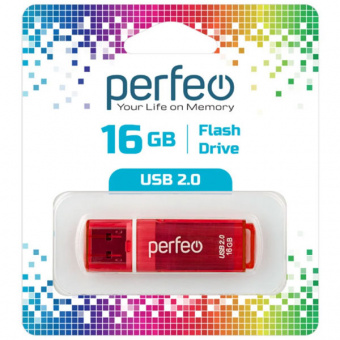 USB2.0 флеш-накопитель PERFEO 16GB C13 Red (1/10)
