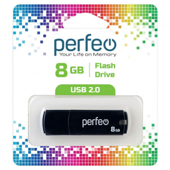 USB2.0 флеш-накопитель PERFEO 8GB C05 Black (1/10)