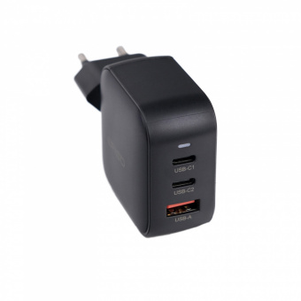 Зарядное устройство USB EPILSO EPD-PA225 65Вт GaN (USB-C x2, USB-A) чёрный (1/40)
