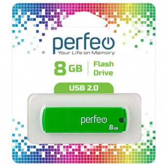 USB2.0 флеш-накопитель PERFEO 8GB C05 Green (1/10)