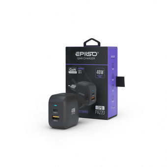 Зарядное устройство USB EPILSO EPD-PA220 48Вт GaN (USB-C, USB-A) чёрный (1/40)