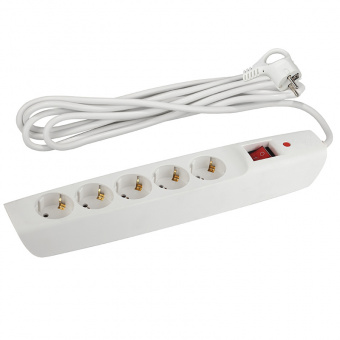 Сетевой фильтр ЭРА SFX-5es-4m-W (белый) с заземл, 10A, с выкл, 5гн, 4м (1/10)