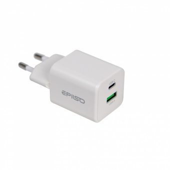 Зарядное устройство USB EPILSO EPD-PA210 30Вт GaN (USB-C, USB-A) белый (1/50)
