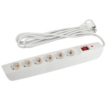 Сетевой фильтр ЭРА SFX-6es-4m-W (белый) с заземл, 10A, с выкл, 6гн, 4м (1/10)