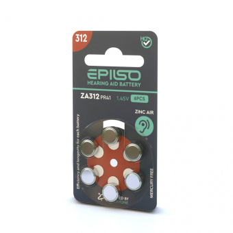 Элементы питания EPILSO ZA312 (PR41) 6BC 1.45V воздушно-цинковые (6/60/600/3000)