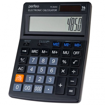 Калькулятор PERFEO PF_B4850, 14-разр., бухгалтерский, чёрный, GT (1/20)