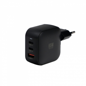Зарядное устройство USB EPILSO EPD-PA225 65Вт GaN (USB-C x2, USB-A) чёрный (1/40)