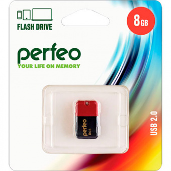 USB2.0 флеш-накопитель PERFEO 8GB M04 Red (1/10)