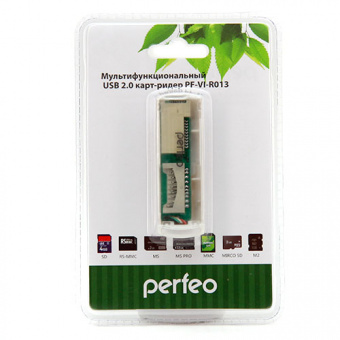Картридер PERFEO PF-VI-R013 для SD+MicroSD+MS+M2 White (1/100)