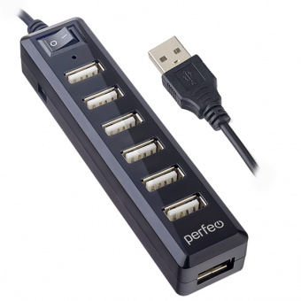 USB Разветвитель PERFEO PF-H034, 7 Port Black (PF_C3225) (1/200)