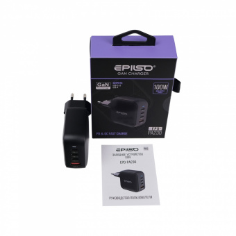 Зарядное устройство USB EPILSO EPD-PA230 100Вт GaN (USB-C x3, USB-A) чёрный (1/40)