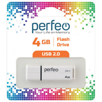 USB2.0 флеш-накопитель PERFEO 4GB C01G2 White (1/10)