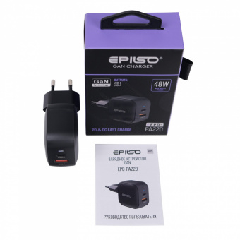 Зарядное устройство USB EPILSO EPD-PA220 48Вт GaN (USB-C, USB-A) чёрный (1/40)