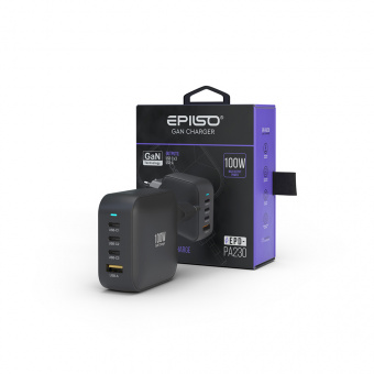 Зарядное устройство USB EPILSO EPD-PA230 100Вт GaN (USB-C x3, USB-A) чёрный (1/40)